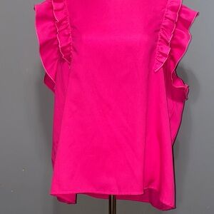SHEIN Hot Pink Ruffle Sleeveless Top